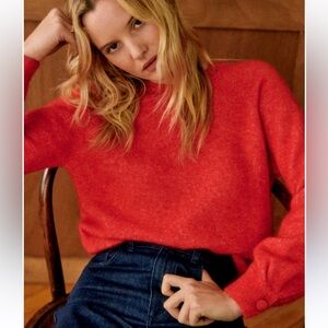 Sezane Paris red Merino wool mohair blend sweater Small